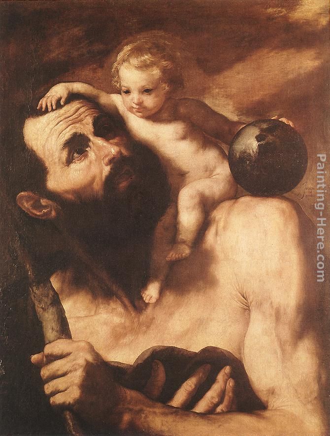 St Christopher painting - Jusepe de Ribera St Christopher art painting